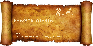 Mazák Aladin névjegykártya